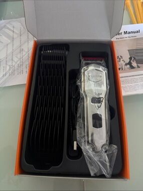 Brand New! Professional Silver Corded Hair Clipper with Black Guide Combs